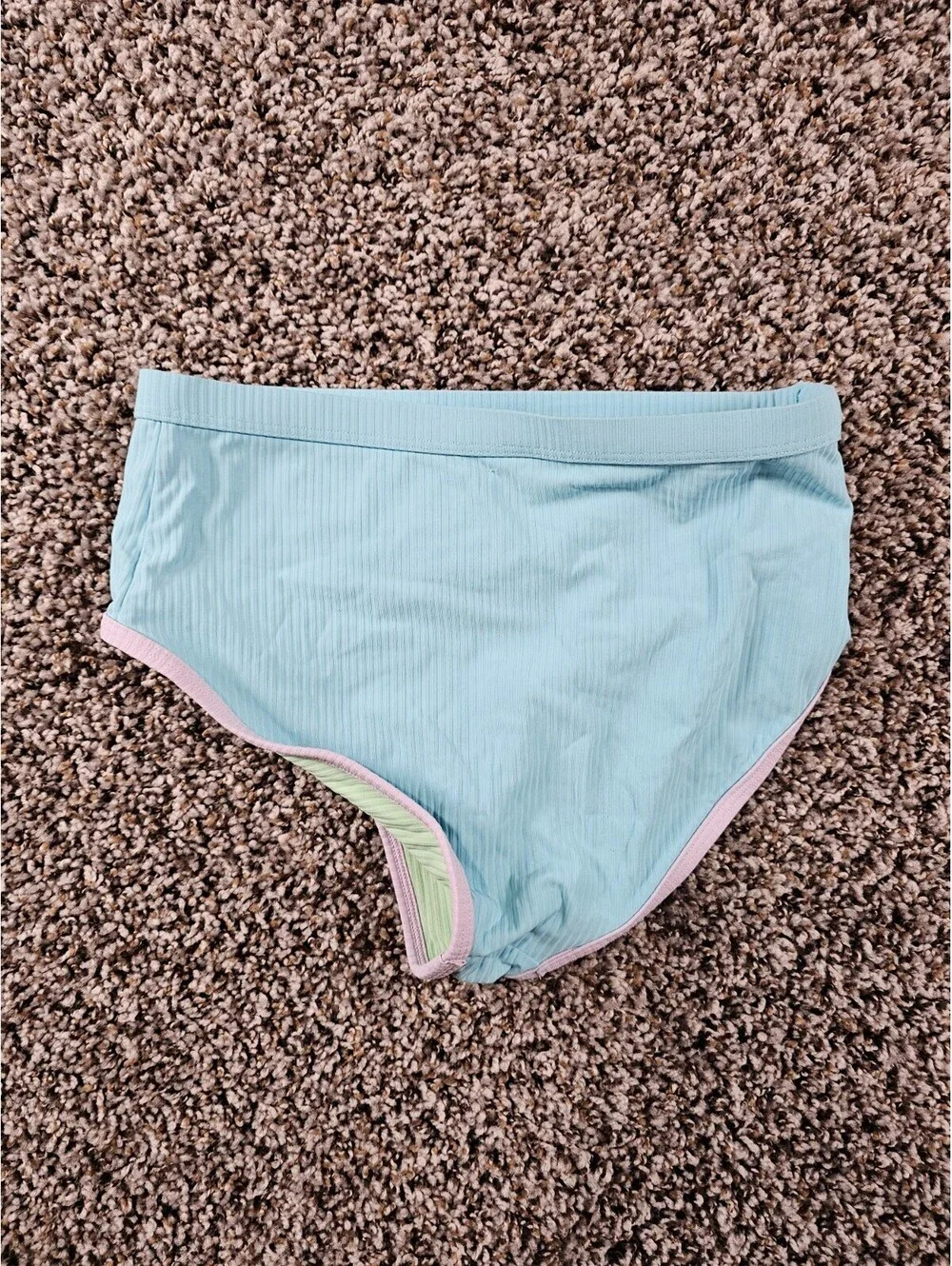 Athleta Girls Sz L (12) Bikini Swimsuit Bottom Light Blue Ribbed Pastel